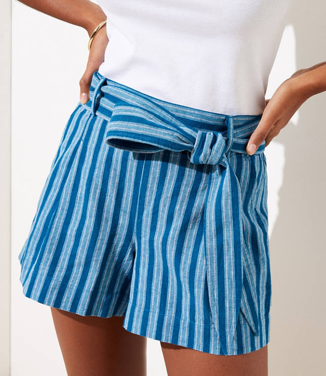 LOFT Beach Striped Tie Waist Shorts