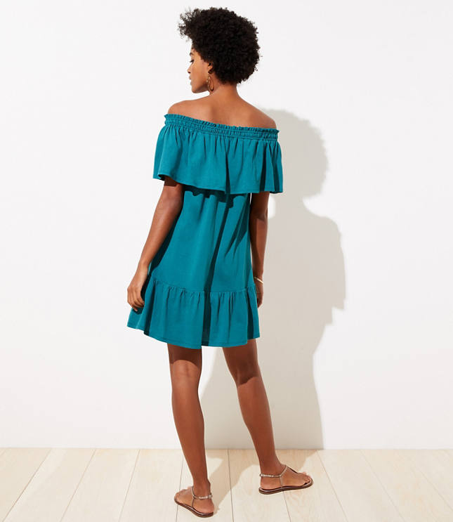 teal off the shoulder dress