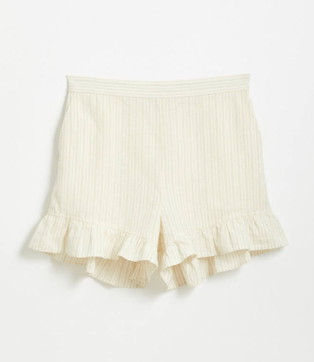 LOFT Beach Striped Ruffle Shorts
