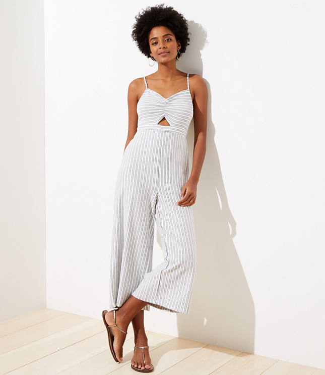 loft striped jumpsuit