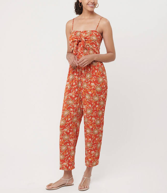 LOFT Beach Floral Smocked Jumpsuit