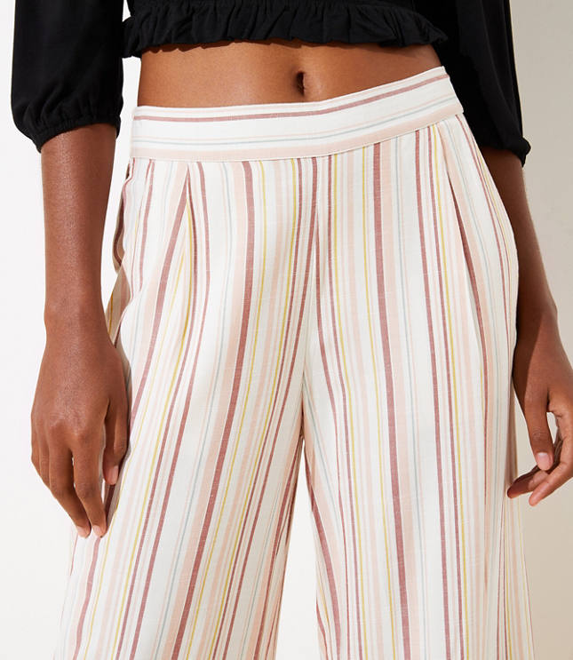 LOFT Beach Striped Wide Leg Pants