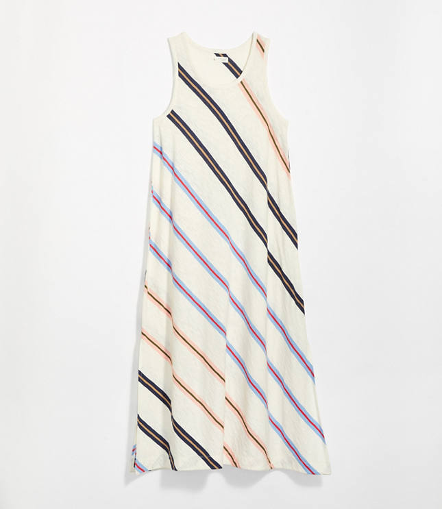 grey striped midi dress