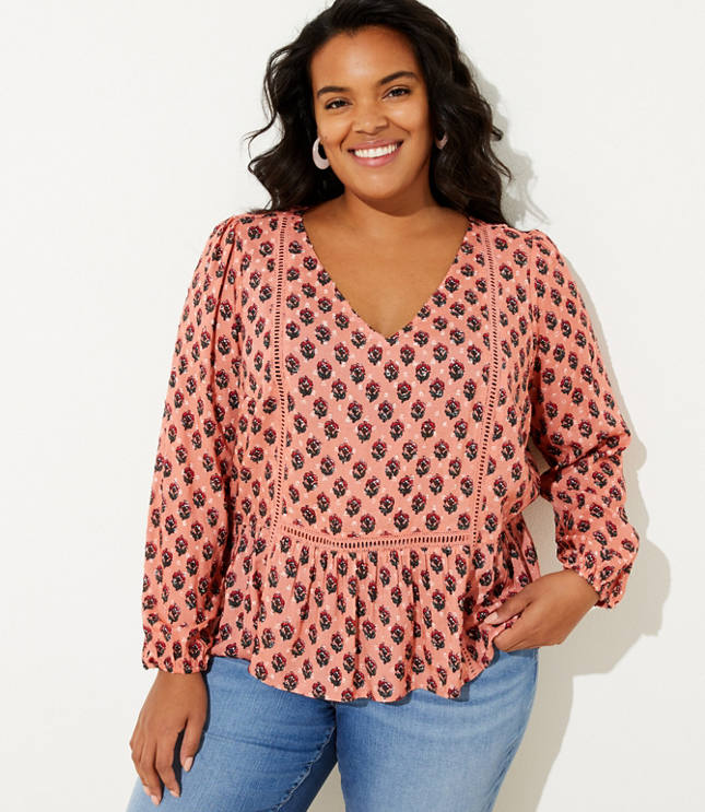 LOFT Plus Blossom Peplum Blouse