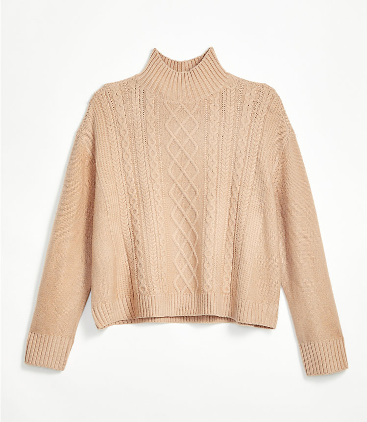 Turtleneck Cable Sweater image number null