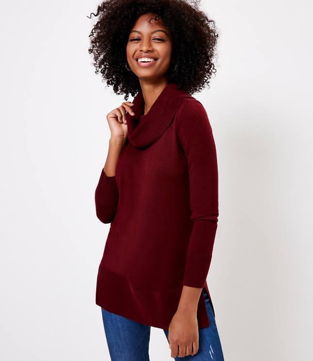 Burgundy cowl clearance neck sweater