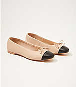 Leather Cap Toe Bow Ballet Flats carousel Product Image 1