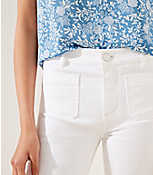 Patch Pocket High Rise Flare Crop Jeans in White carousel Product Image 2