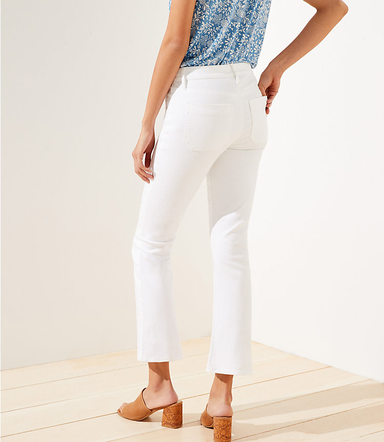 Patch Pocket High Rise Flare Crop Jeans in White image number 2