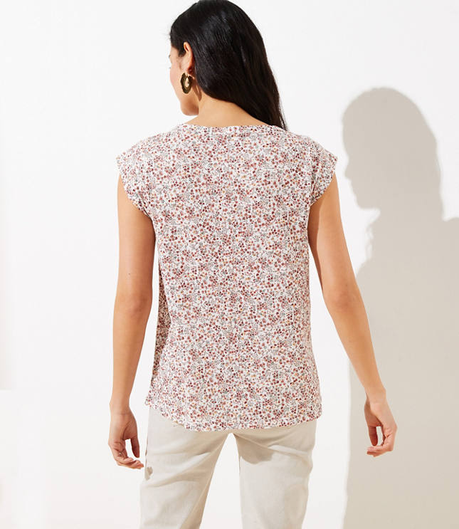 Floral Henley Linen Tee