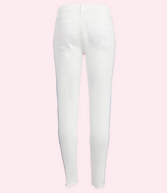 white pants with stripe on side