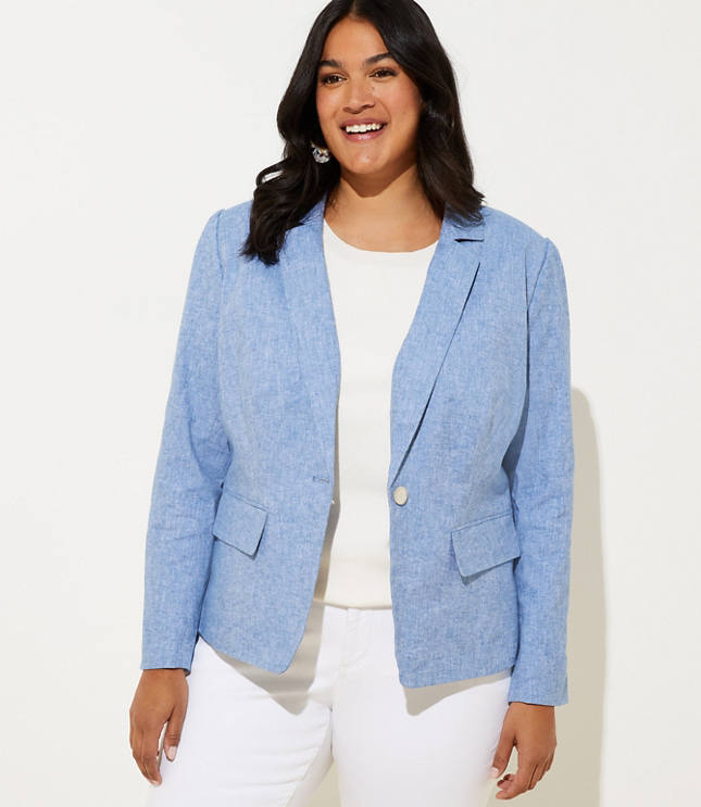 LOFT Plus Chambray Cropped Blazer
