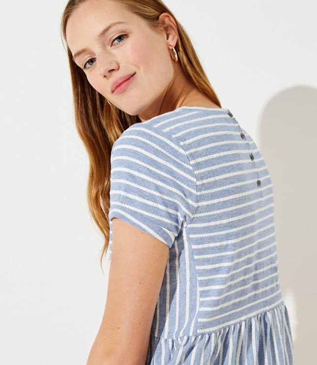 Petite Striped Pocket Swing Dress
