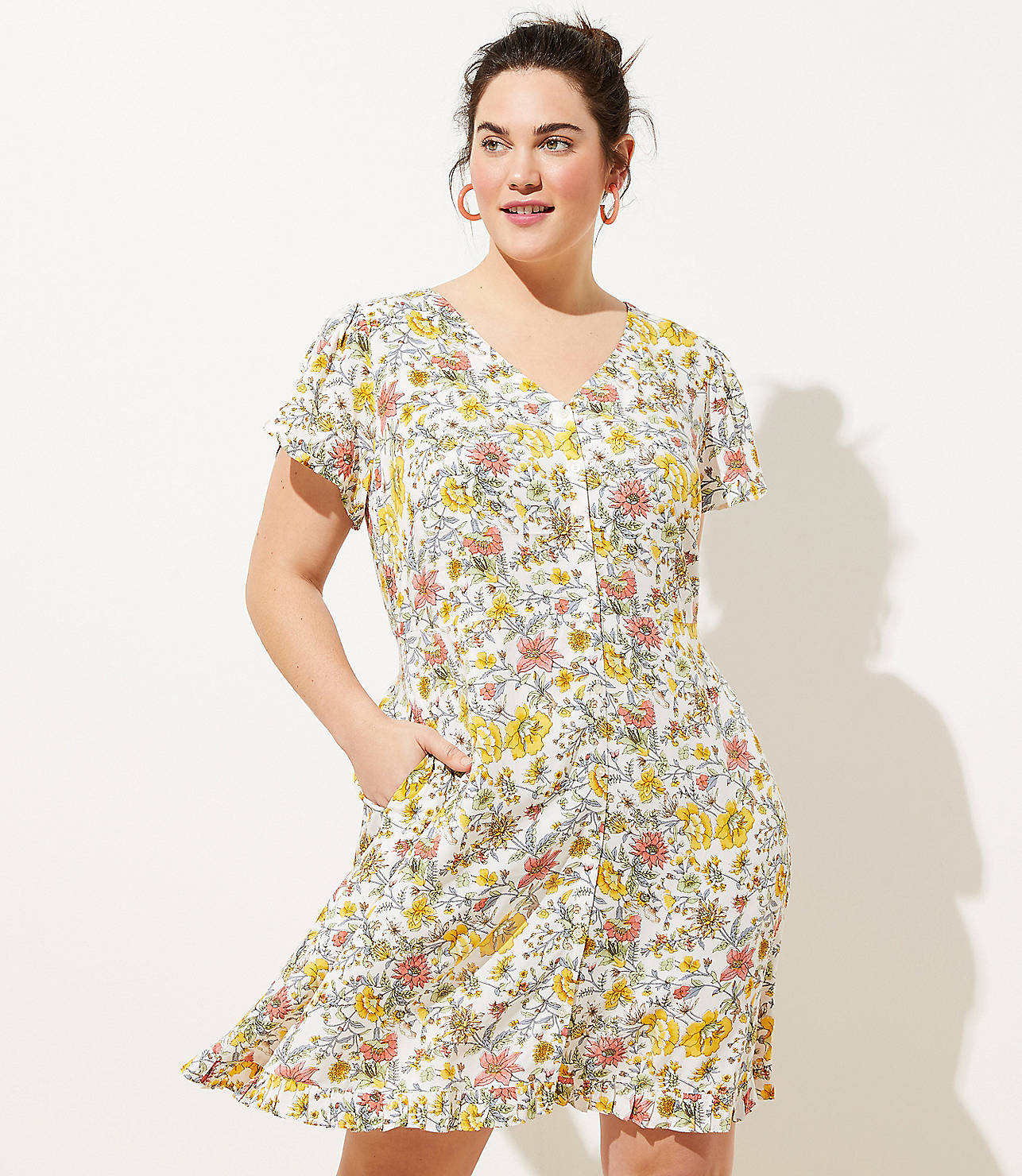 LOFT Plus Garden Ruffle Pocket Dress