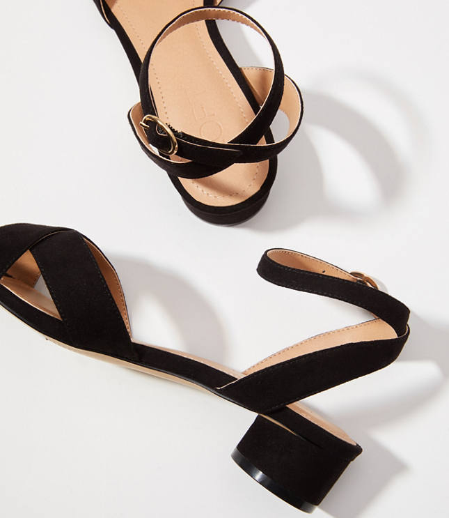 criss cross block heel sandals