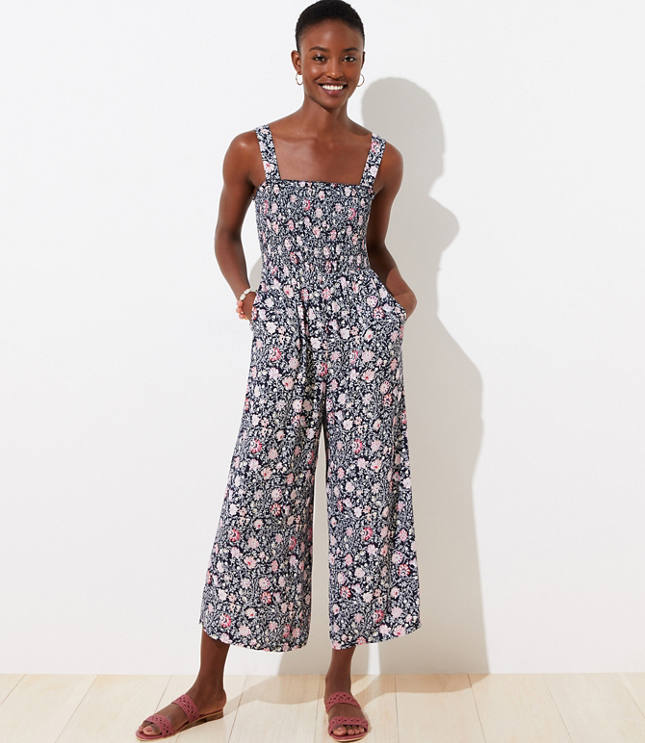 women's smocked jumpsuit