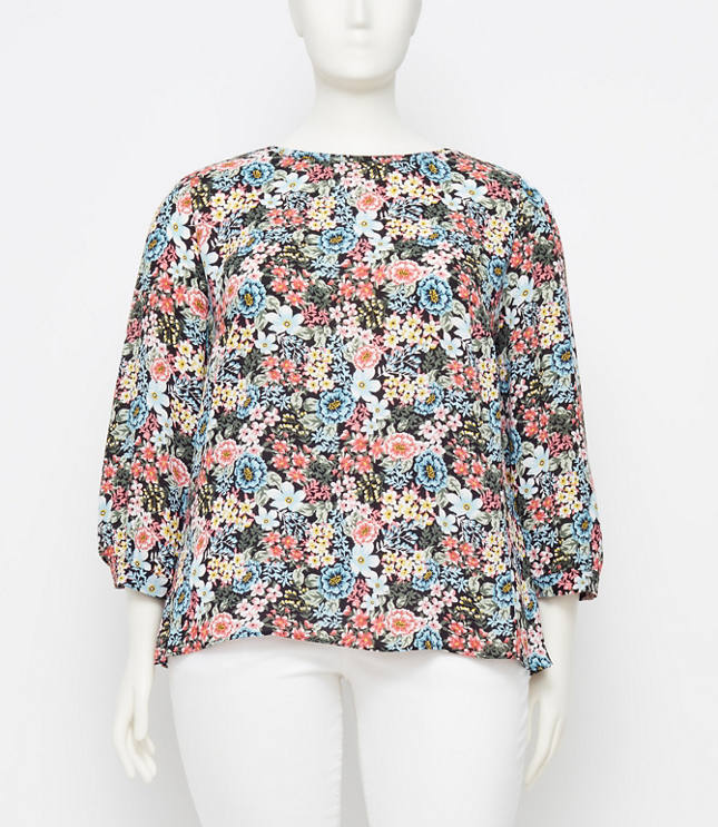 LOFT Plus Garden Mixed Media Blouse
