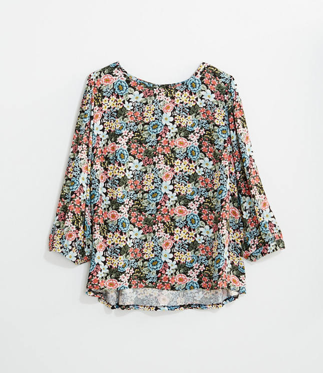 LOFT Plus Garden Mixed Media Blouse