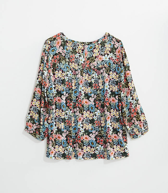LOFT Plus Garden Mixed Media Blouse