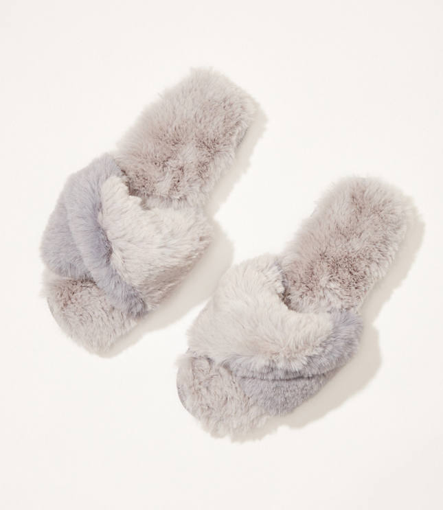 Loft faux fur hot sale slide slippers