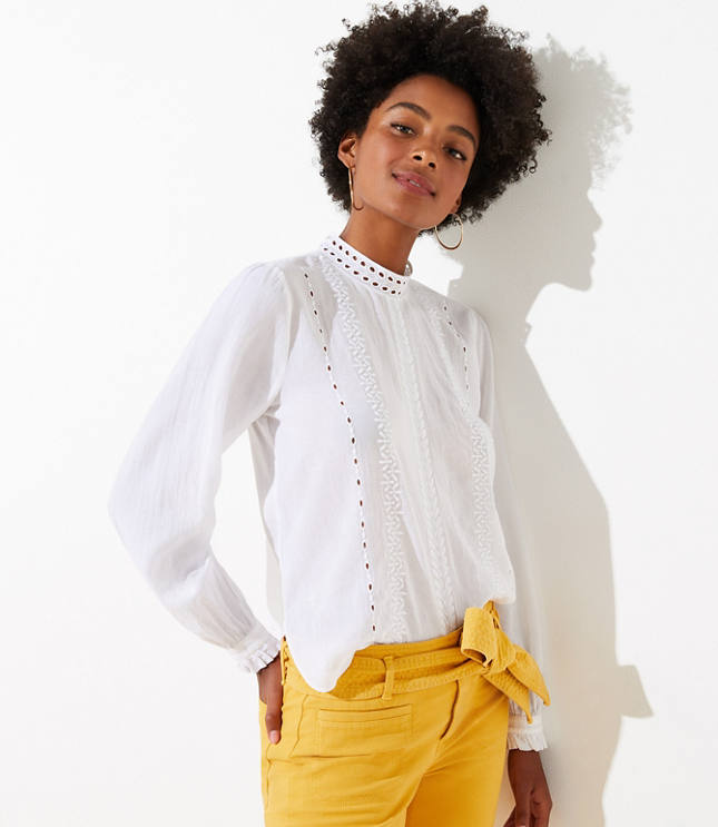Eyelet Cropped Shirt