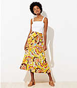 Paisley Floral Tie Waist Midi Skirt carousel Product Image 1