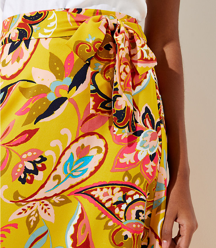 Paisley Floral Tie Waist Midi Skirt image number 1