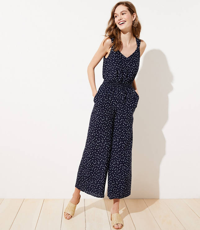 Polka Dot Smocked Jumpsuit