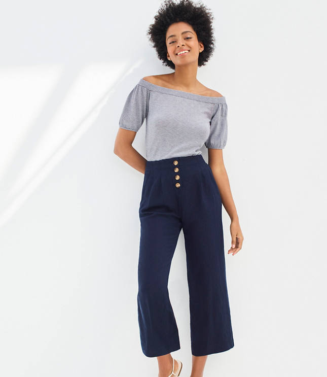 button front wide leg jeans