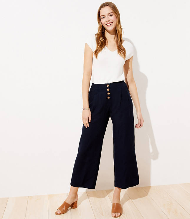 button front wide leg jeans