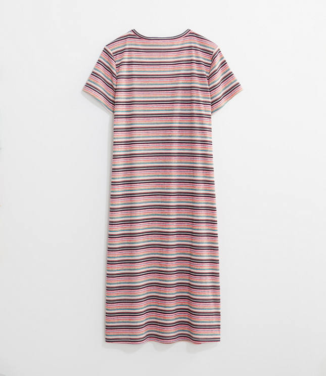 striped ribbed midi dress