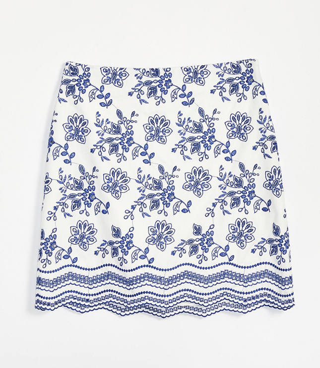 Floral Embroidered Shift Skirt
