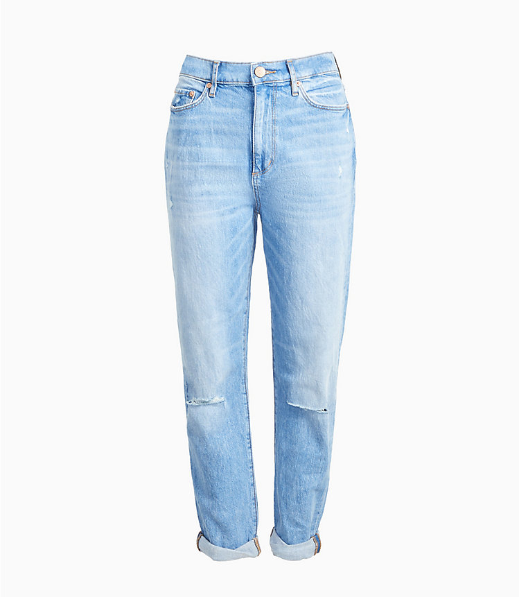 High Rise Slim Pocket Boyfriend Jeans in Vintage Light Indigo Wash image number 0