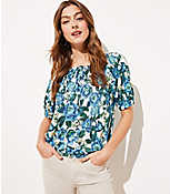 Floral Shirred Linen Tee carousel Product Image 1