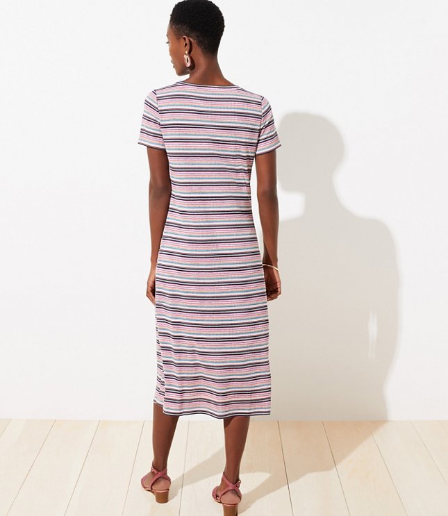 striped ribbed midi dress