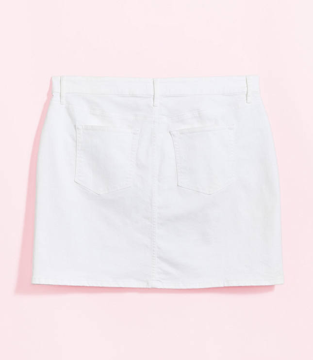 plus white denim skirt