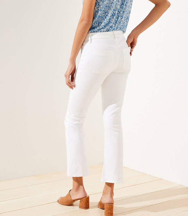 high rise flare white jeans