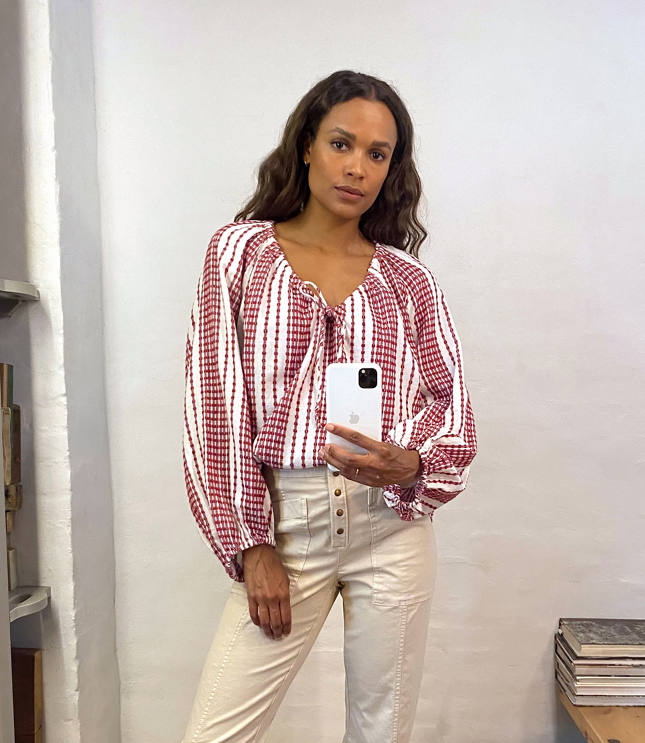 Image of Lou & Grey Lou & Grey Tie Neck Poet Blouse