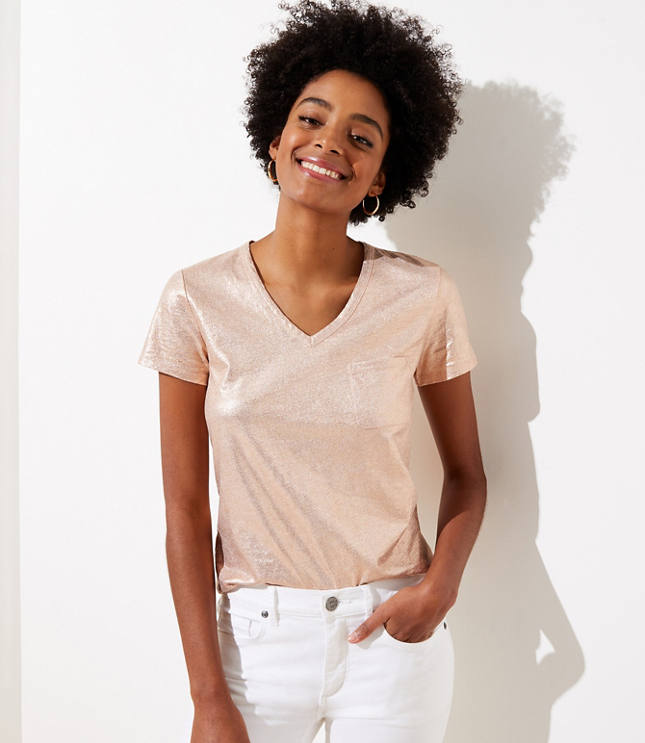 Shimmer Everyday V-Neck Tee