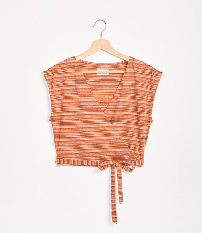 Image of Lou & Grey Lou & Grey Striped Softserve Slub Cropped Wrap Top