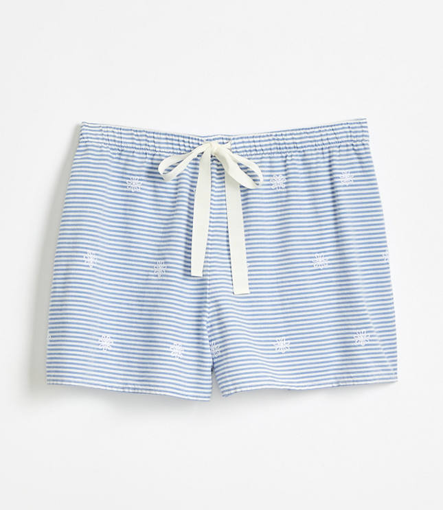 Floral Embroidered Pajama Shorts