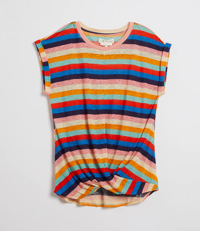 Lou And Grey Striped Softserve Linen Twist Tee 