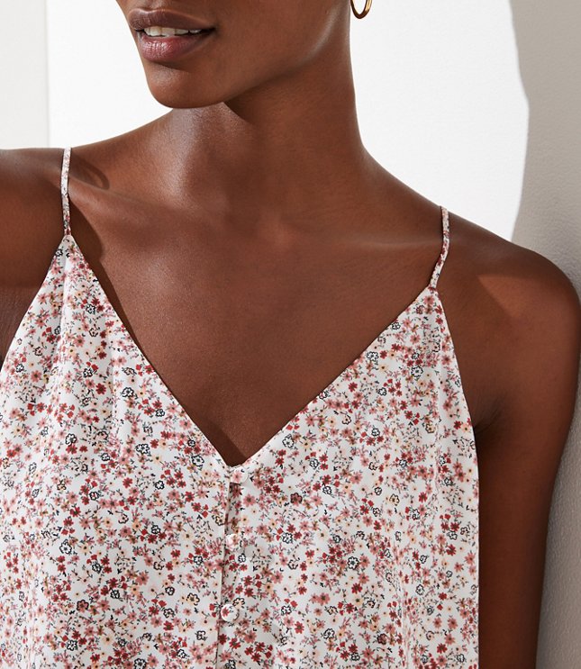 Floral Covered Button Strappy Cami