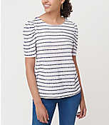 Striped Puff Sleeve Statement Tee carousel Product Image 1