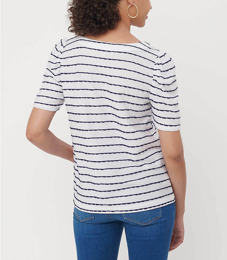 Striped Puff Sleeve Statement Tee image number 1