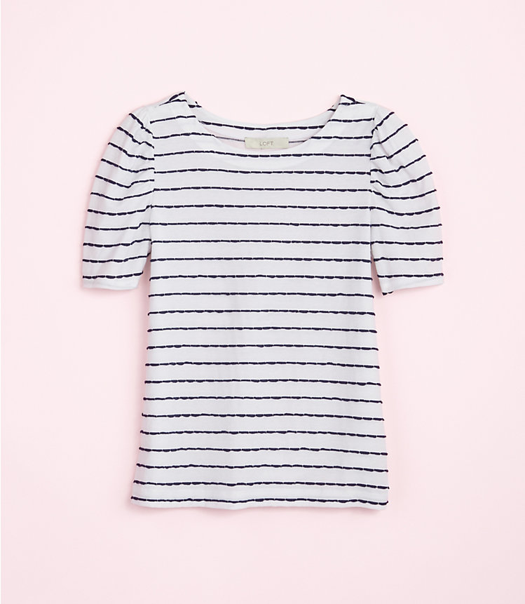 Striped Puff Sleeve Statement Tee image number 2
