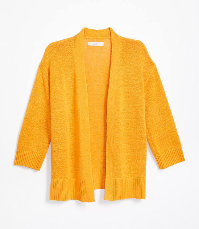 Rib Trim Open Cardigan