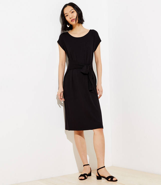 belted ribbed midi dress