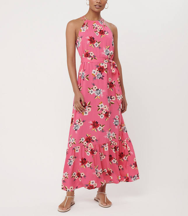 pink halter maxi dress