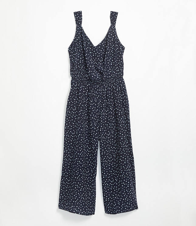 LOFT Plus Polka Dot Smocked Jumpsuit